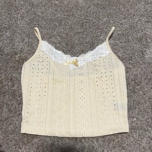 yellow lacy cropped tank